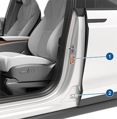 Štítky s uvedením nosnosti vozu na středním sloupku