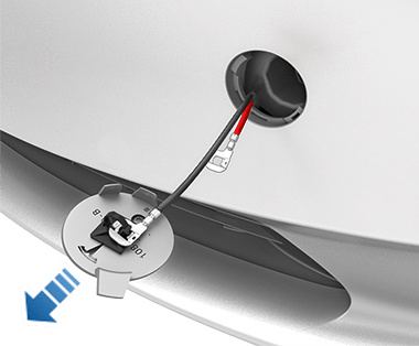 Tow eye cover released with the terminals shown.