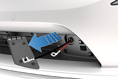 Tow eye cover released with the terminals shown.