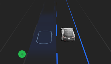 Screenshot of the car changing lanes on the display.