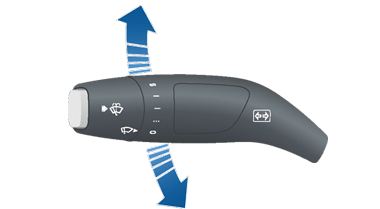 The high beam headlight lever with arrows pointing up and down