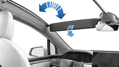 선바이저 조정이 가능함을 나타내는 화살표.