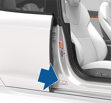 Arrow pointing to the label on the door pillar.