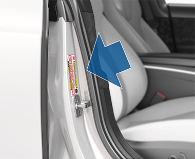 Label on center door pillar