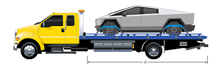 Cybertruck on the back of a flatbed tow truck