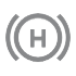 Icon of an "H" inside a circle with half circles on each side of the circle.