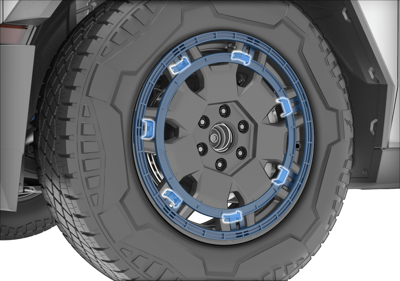 The wheel with the mounting ring inserted