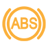 The word ABS within an amber circle