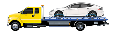 Model S on a flatbed truck.