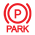 A read P within a red circle with the word PARK underneath